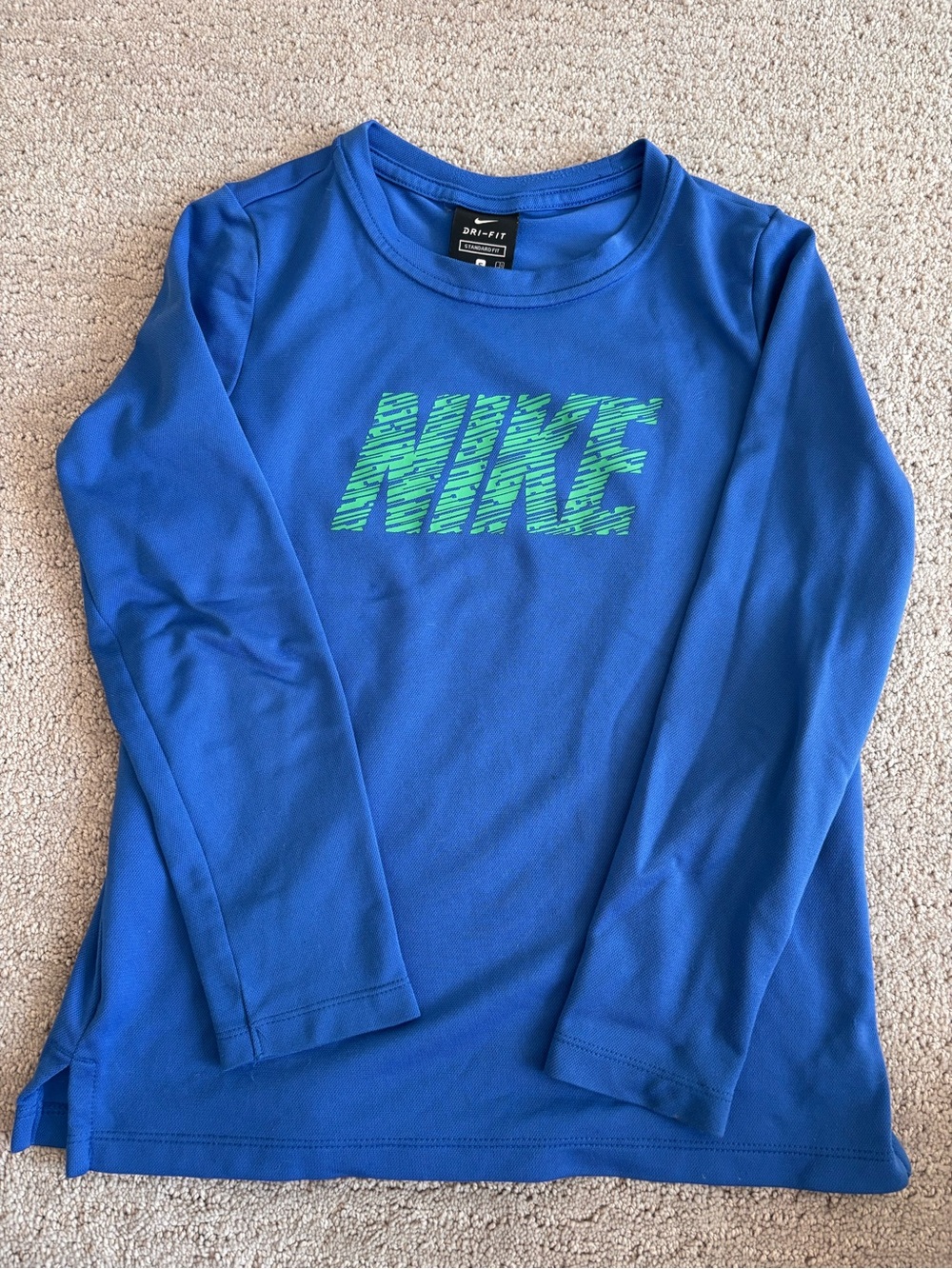 Nike Blue Long Sleeve Tee with Green Logo